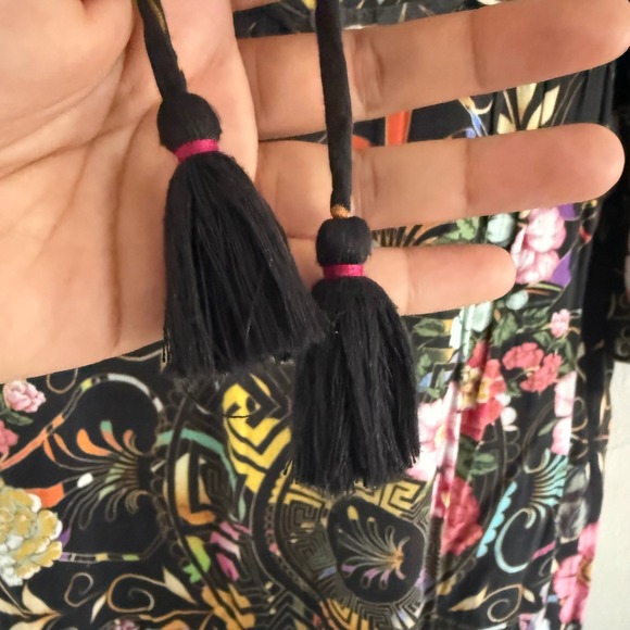 Johnny Was Naomi Peace Ruffled Tiered Floral Midi Dress Size Large Dark Romantic - Picture 12 of 12